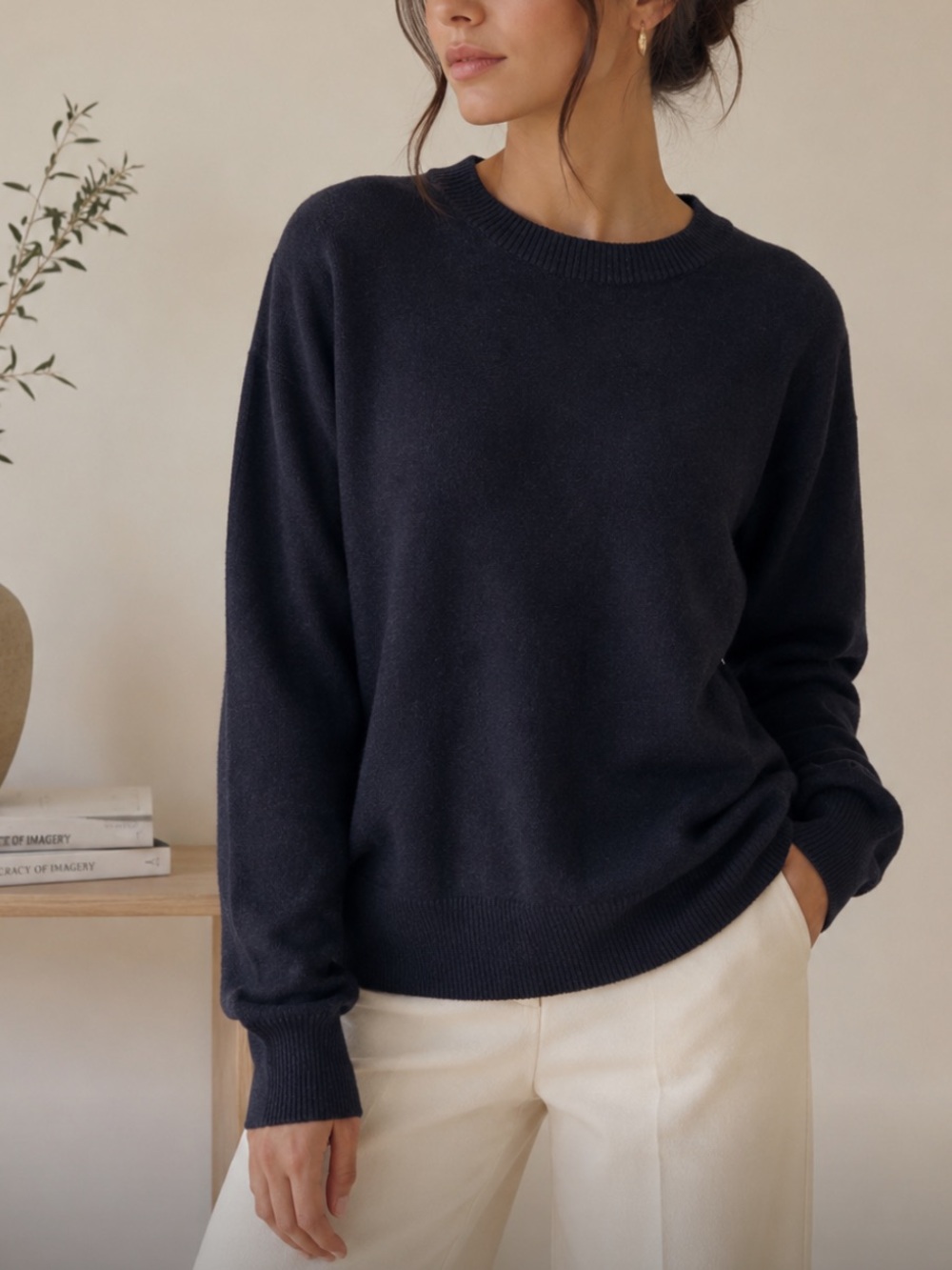 Everlane Organic Cotton Navy Crewneck Sweater